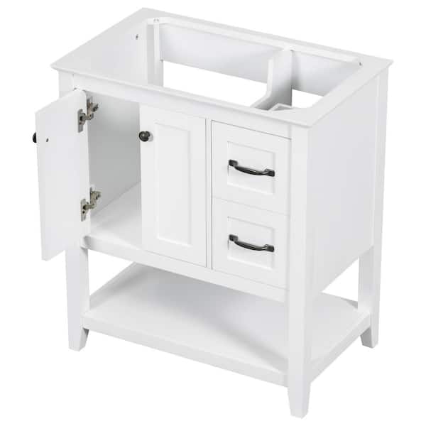 Nestfair 17.9 in. W x 29.4 in. D x 33 in. H Bath Vanity Cabinet without Top in White with Doors and Drawers