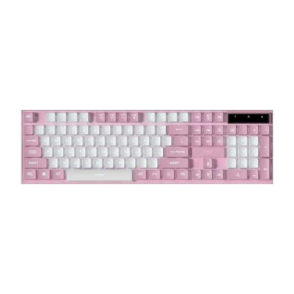 phyfalip 104-Key Wired Gaming Keyboard with Colorful RGB Lights, Mechanical Feel, Fast Response and Anti-Ghosting in Pink