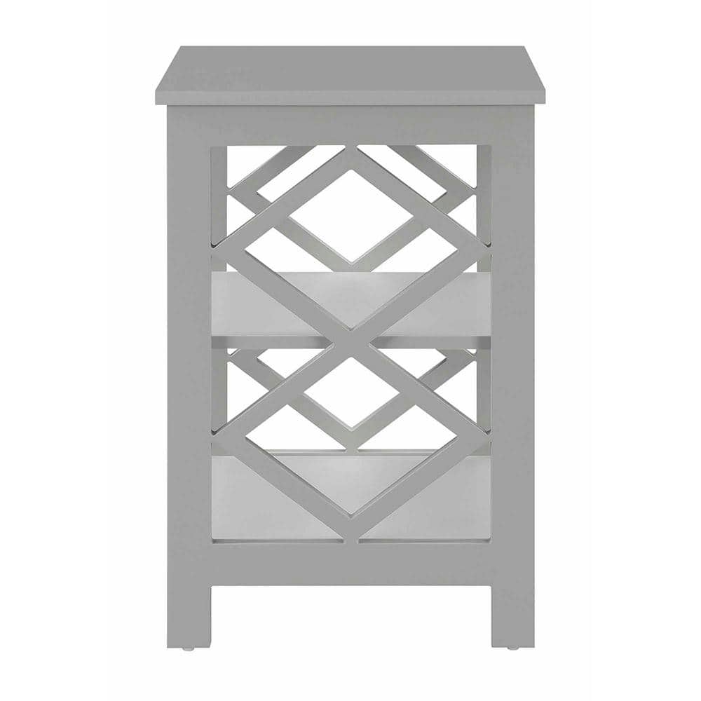 Contemporary Gray Diamond-Cut Metal and Wood End Table