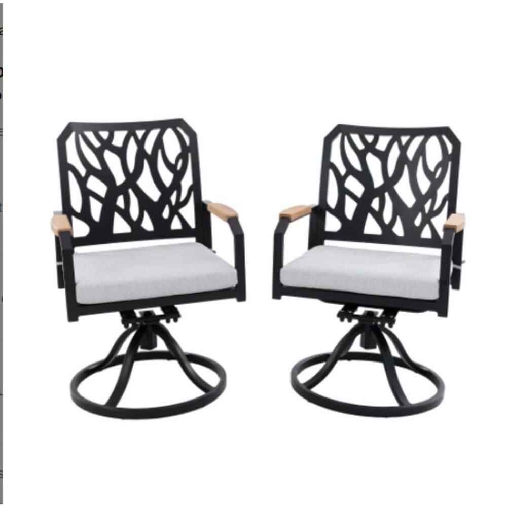2-Pieces Brown FSC-Certified, Aluminum Outdoor Rocking Chair with White Cus
