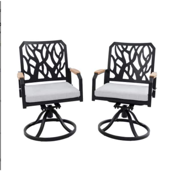 Unbranded 2-Pieces Brown FSC-Certified, Aluminum Outdoor Rocking Chair with White Cushions, Backrest and Wood Armrests