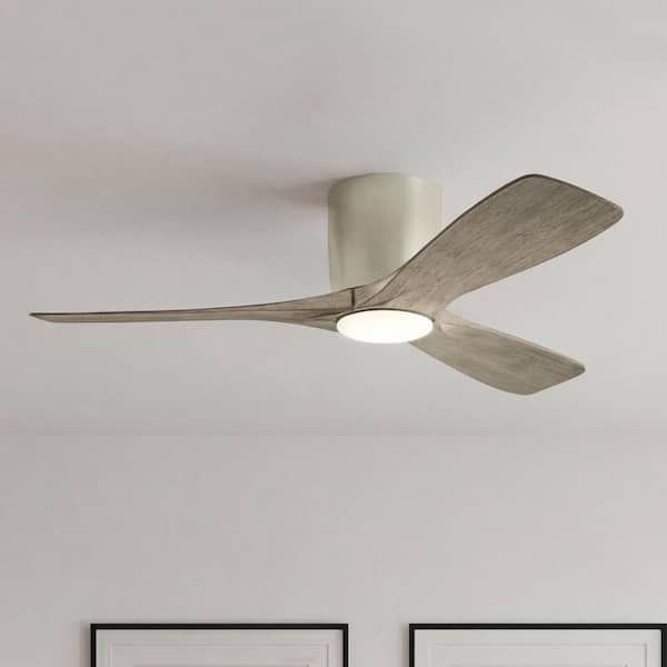 Volos 48 in. Indoor Brushed Nickel Low Profile Ceiling Fan with Integrated LED with Wall Control Included