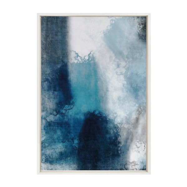 Kate and Laurel "Sylvie Aqua Abstract 1" by Amy Lighthall 1-Piece Framed Canvas Abstract Art Print 33.00 in. x 23.00 in.