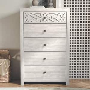 FIRNEWST Marta Modern Black 6-Drawer 38 in.W Fabric Dresser Steel