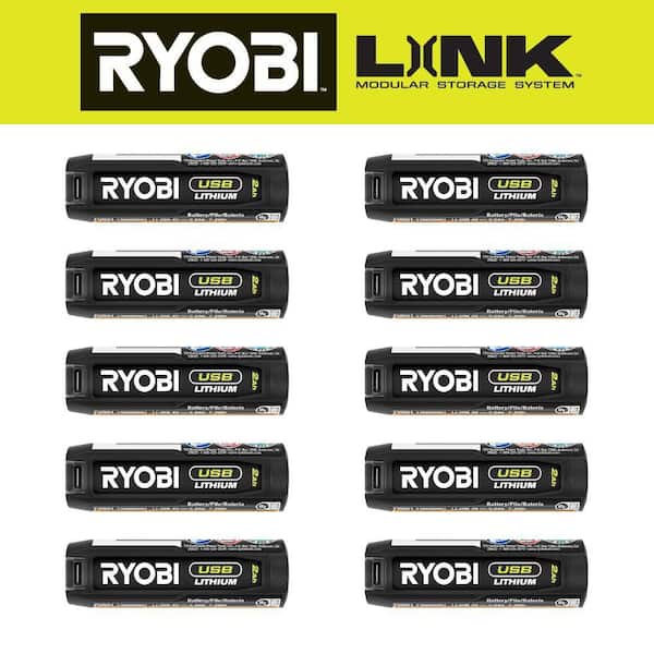 RYOBI USB Lithium 2.0 Ah Rechargeable Batteries (10-Pack)