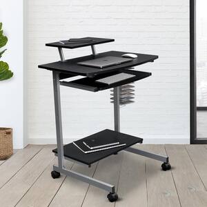 Graphite Compact Computer Cart With Storage
