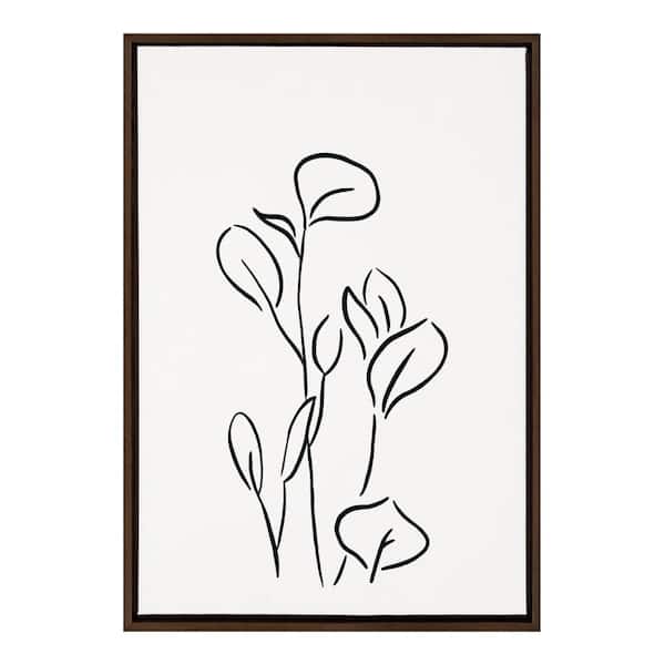 Kate and Laurel Sylvie Botanical Sketch Print No 3 in. 1-Piece Brown Framed Canvas Art Print, 33.00 in. x 23.00 in.