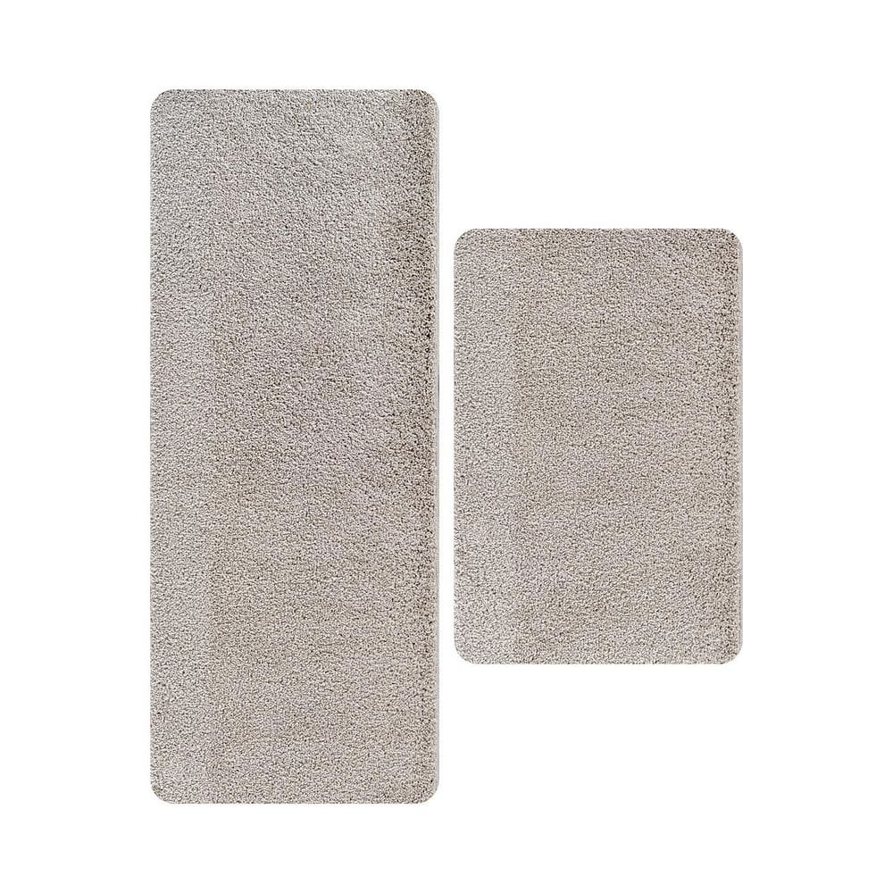 Beverly Rug Silky 1 ft. x 2 ft. pieces Gray Solid Non Slip Easy Clean ...