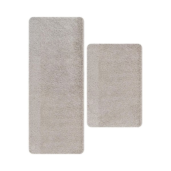 Silky 1 ft. x 2 ft. pieces Gray Solid Non Slip Easy Clean Non Shedding Modern Indoor Area Rug