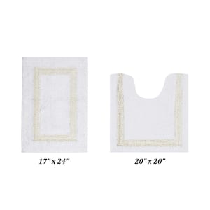 Hotel Collection White/Ivory 17 in. x 24 in. and 20 in. x 20 in. 100% Cotton 2 Piece Bath Rug Set