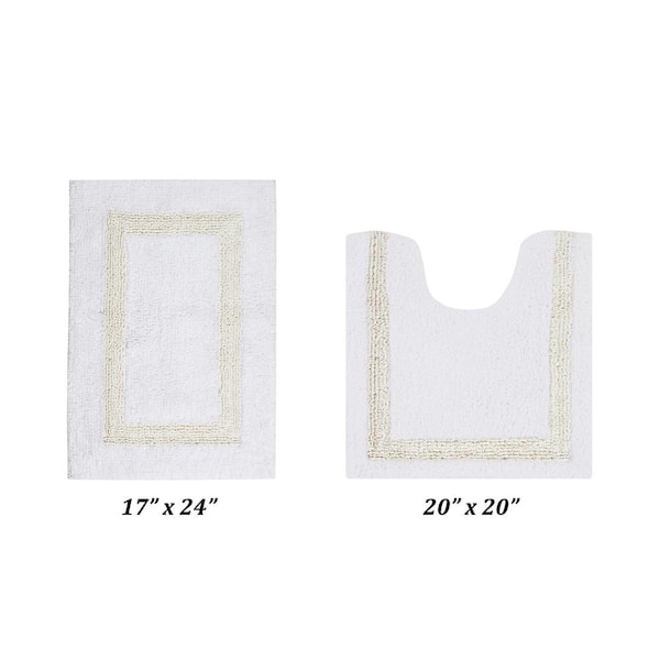 Better Trends Hotel Collection White/Ivory 17 in. x 24 in. and 20 in. x 20 in. 100% Cotton 2 Piece Bath Rug Set