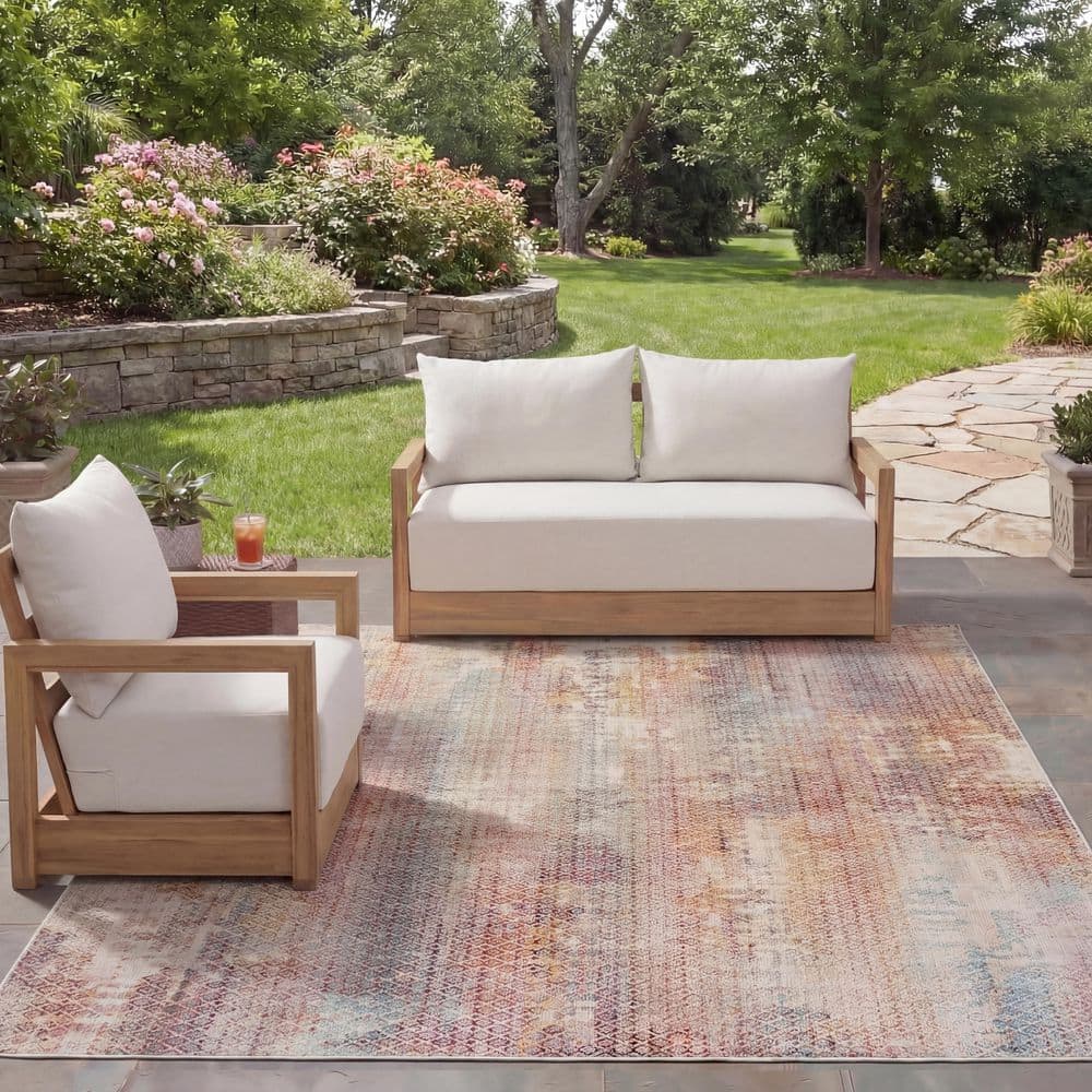 Rust Diamond Rug SAFAVIEH Rainbow Navy/Rust Gold 8 ft. x 10 ft. Distressed Diamonds ...