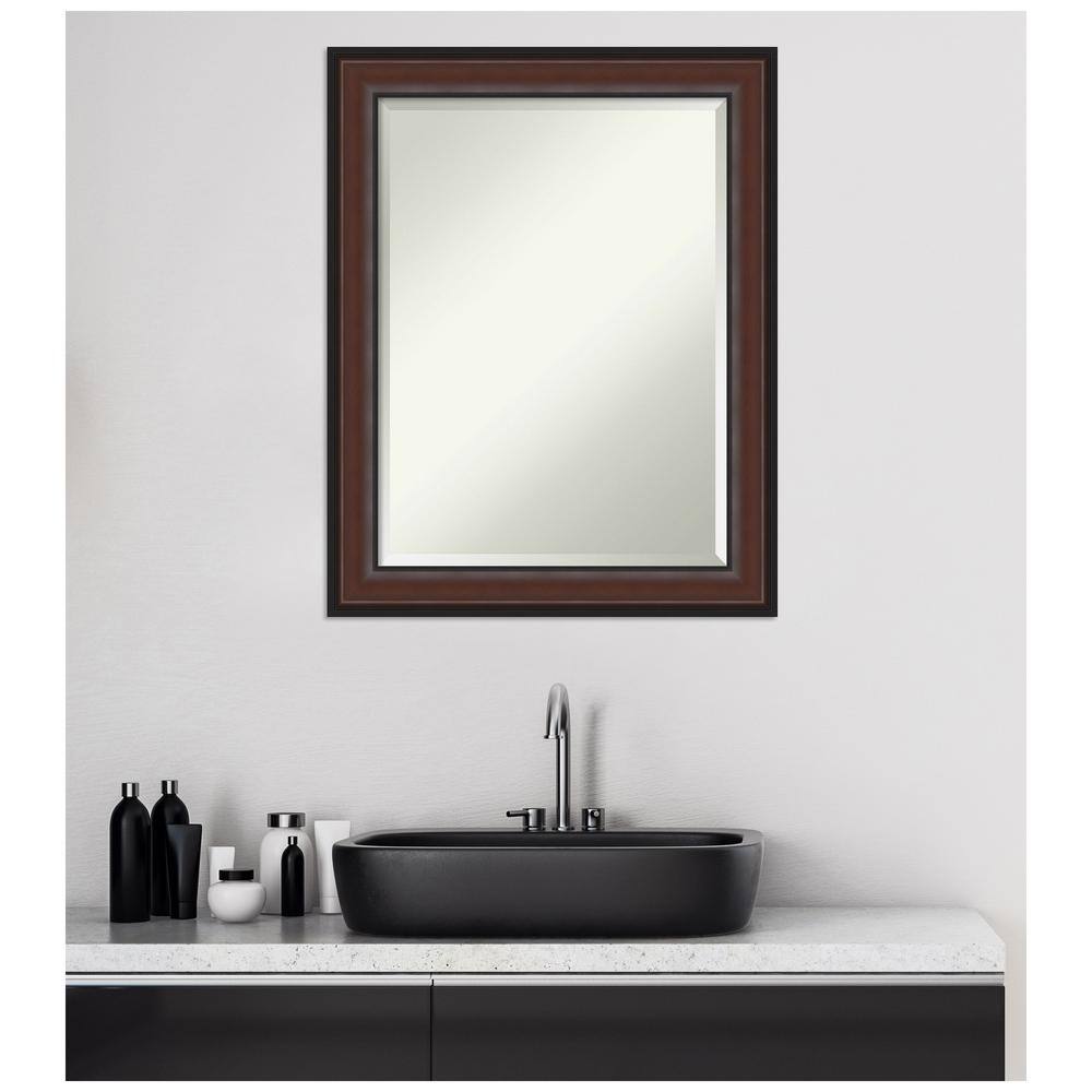 Walnut Rectangular Beveled Wall Mirror with Polystyrene Frame