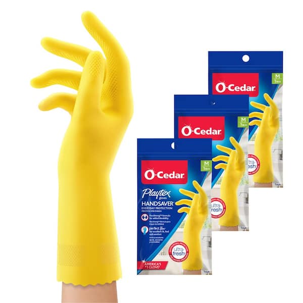 Playtex Handsaver Medium Yellow Latex/Neoprene/Nitrile Gloves (1-Pair)(3-Pack)