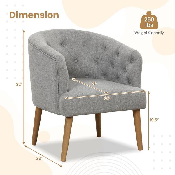 Costway Gray Upholstered Accent Chair Comfy Club Armchair Costway Gray Upholstered Accent Chair Comfy Club Armchair