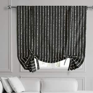Sharkskin Black Solid Printed Cotton 46 in. W x 63 in. L Room Darkening Rod Pocket Tie-Up Window Shade (1 Panel)
