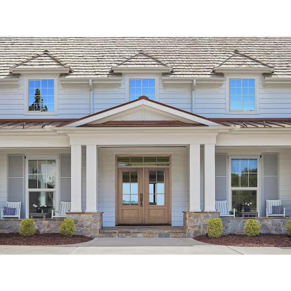 V-2500 Series 59.5 in. W x 59.5 in. H Left-Handed White Vinyl Low-E Sliding Window w/Brickmould Nail Fin Frame and Grids