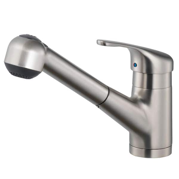 HOUZER Reya Single-Handle Pull Out Sprayer Kitchen Faucet with CeraDox Technology in Brushed Nickel