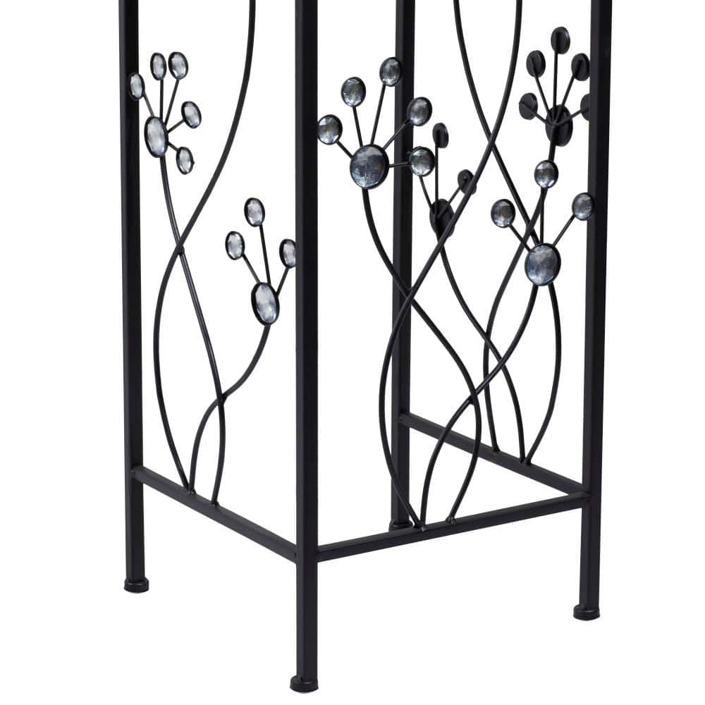 Set of 3 Black Iron Floral Plant Stands