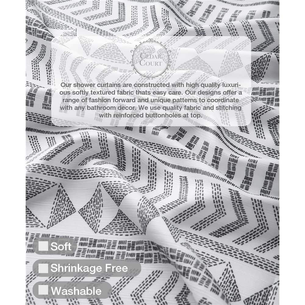 Gray and White Striped Polyester Shower Curtain, 72" x 72"