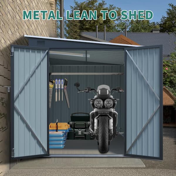 Carbon Black Galvanized Steel 6 ft. W x 8 ft. D Outdoor Storage