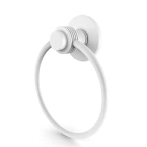 Mercury Collection Towel Ring with Groovy Accent in Matte White