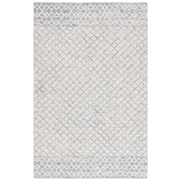 SAFAVIEH Abstract Gray/Ivory Doormat 3 ft. x 5 ft. Geometric Distressed Area Rug