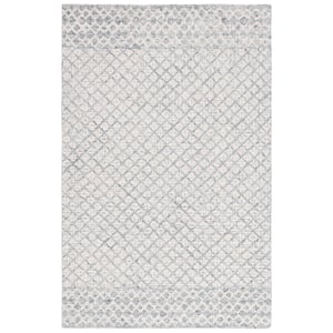Abstract Gray/Ivory 5 ft. x 8 ft. Border Striped Area Rug