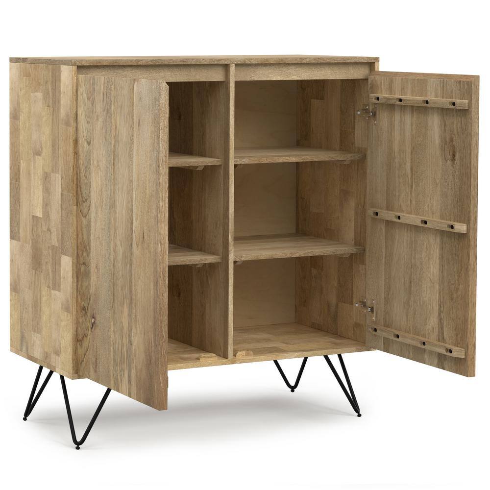 Hunter Natural Mango Wood and Black Metal Freestanding Storage Cabinet