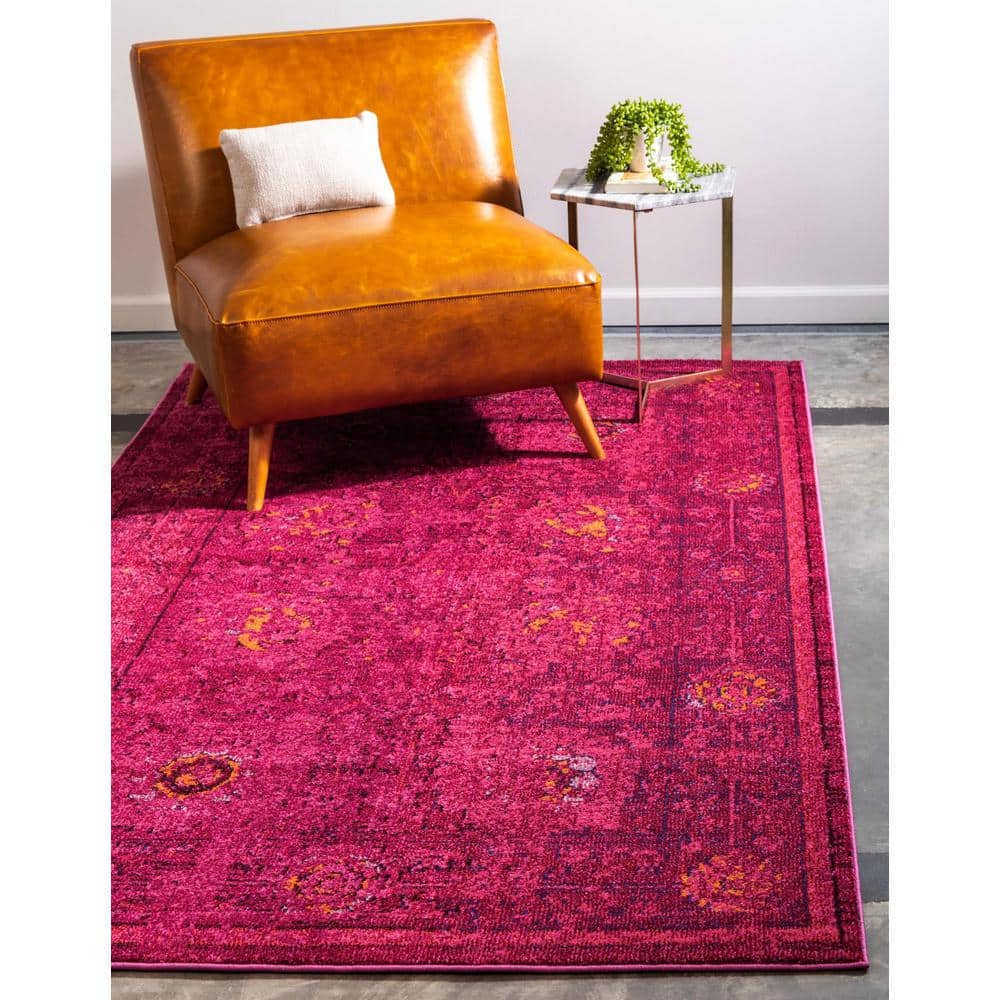 Medici Collection Vibrant Red Rectangular Synthetic Area Rug