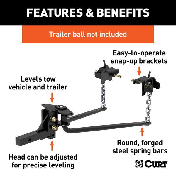 Curt Mv Round Bar Weight Distribution Hitch 8k 10k Lbs 31 3 16 Bars 17052 The Home Depot