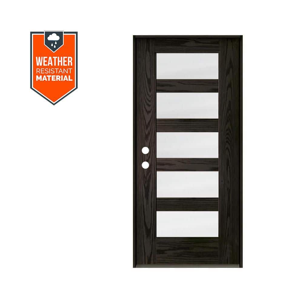 ASCEND Modern 36 in. x 79 in. Right-Hand/Inswing 5-Lite Satin Glass Baby Grand Stain Fiberglass Prehung Front Door price history on PriceWatchPro