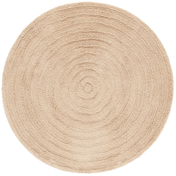 Easy Care 3 ft. x 3 ft. Beige Machine Washable High-Low Dendric Solid Round Area Rug