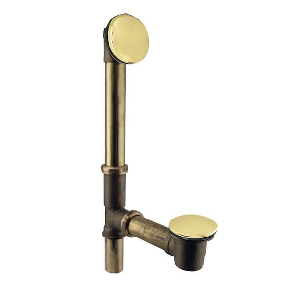 Westbrass 14 in Brass Bath Waste Drain Kit in Polished Brass