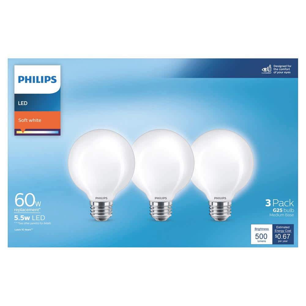 Philips Frosted G25 LED Decorative Light Bulb, 3-Pack