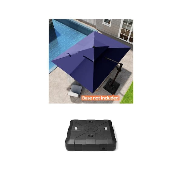 11 ft. x 9 ft. Cantilever Patio Umbrella and 260 lbs. Fillable Umbrella Base with 8-Wheels Combo