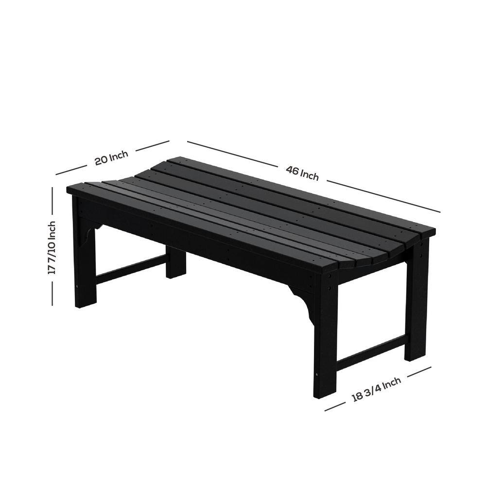 Gray 48-Inch Weather-Resistant Backless Outdoor Bench