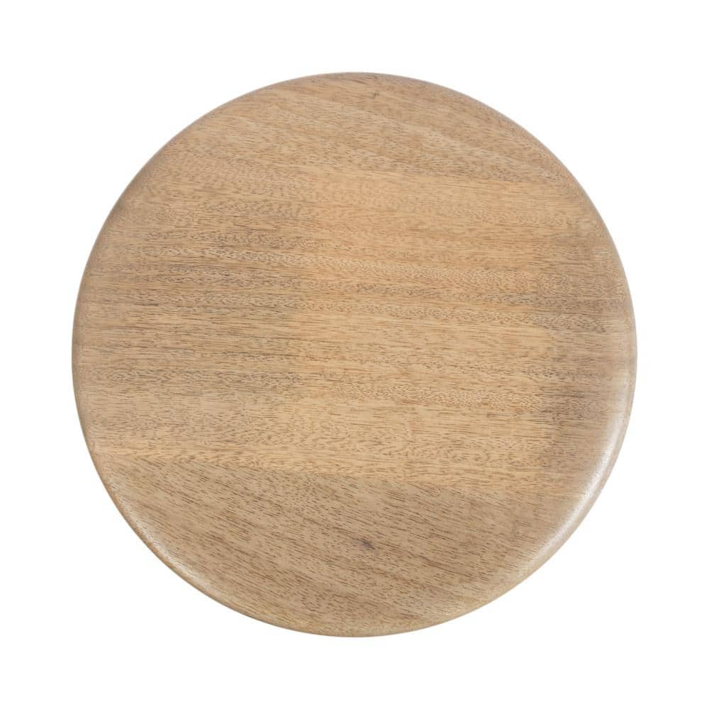 Natural Mango Wood Round Accent Table with Turned Base
