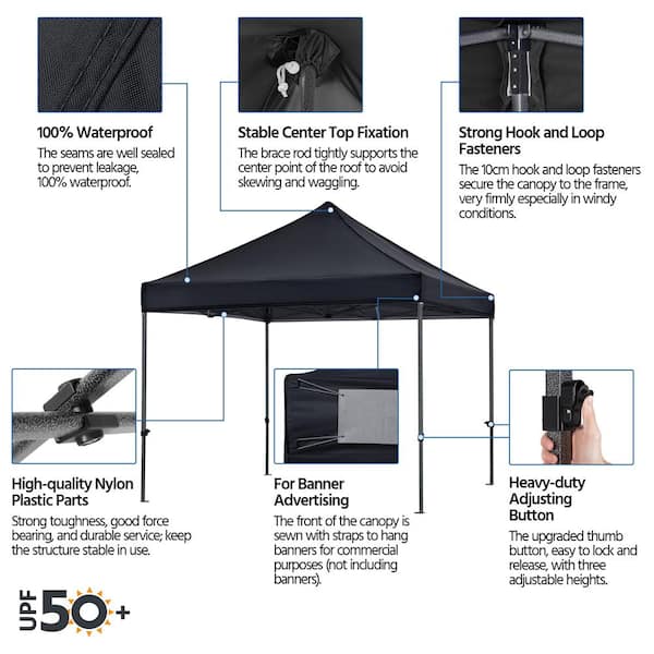 Pop-Up Tent w/ Windows, Heavy-Duty Tent - 10ft x 10ft