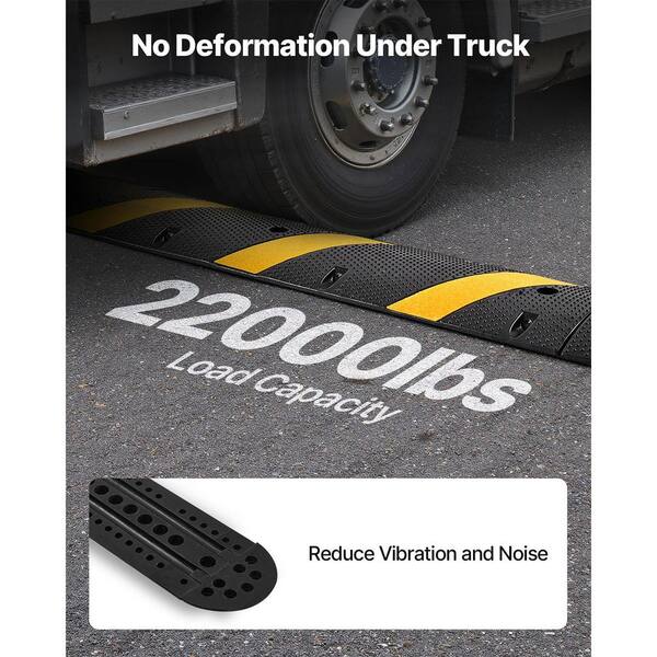 Outdoor Extension Cord Cover Ramp Yescom Cable Ramp Protector 1 Channel Hose Protecitive 22000 Lbs Load Capacity Speed Bump For Road Driveway, 2 Packs Cable Mat