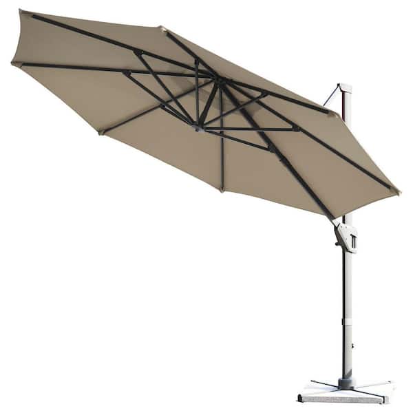 SUNRINX 11 ft. Cantilever Patio Umbrella with 360-Degree Rotation for Pool Garden and Backyard in Coffee