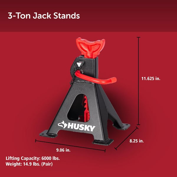 Husky 3 Ton Garage Jack and 3 Ton Jack Stands Combo - The Home Depot