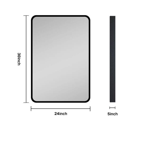 24 in. W x 30 in. H Rounded Rectangular Black Iron and Aluminum 