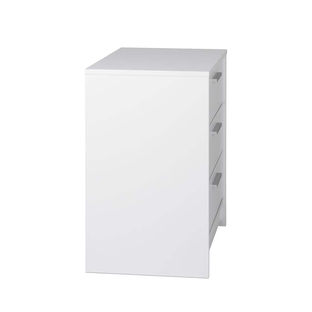 White 3-Drawer Wood Nightstand with Engineered Composite Top
