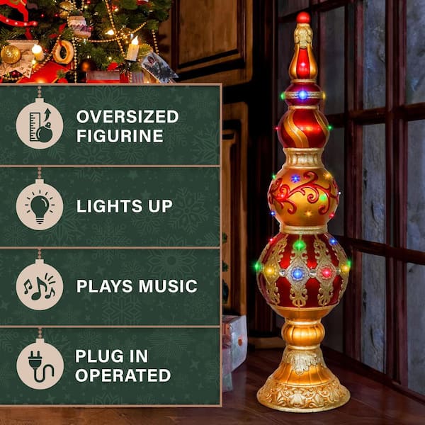 Fraser Hill Farm 4-ft. Prelit Metallic Christmas Finial