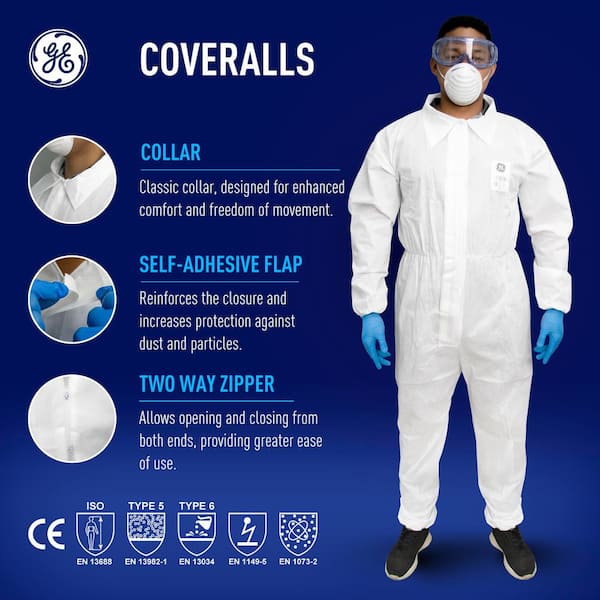 GE SMS PROTECTIVE Coveralls W/ COLLAR S GW900S - The Home Depot