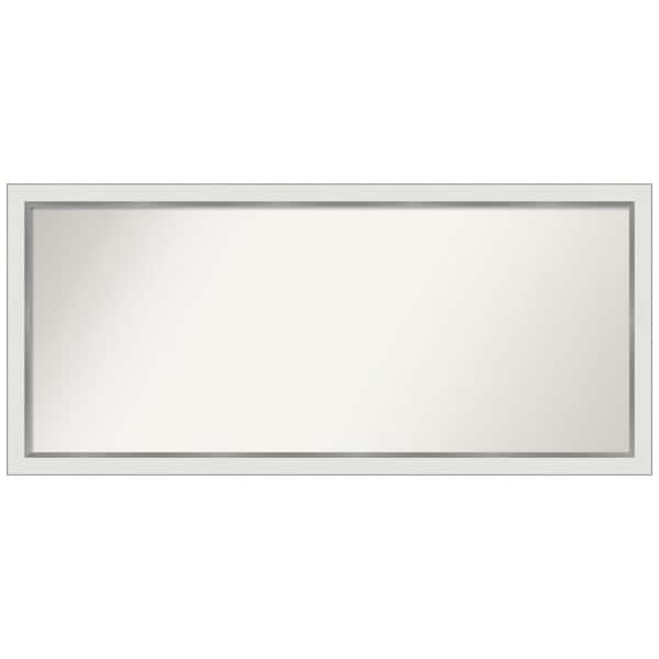 Amanti Art Medium Rectangle Satin White Silver Casual Mirror (23 in. H x 51 in. W)