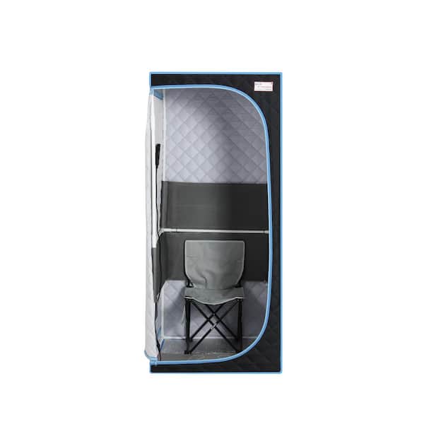 AOPSPS 1-Person Infrared Corner Portable Sauna with Infrared Panels, Heating Foot Pad, Controller, Foldable Chair, Light Black