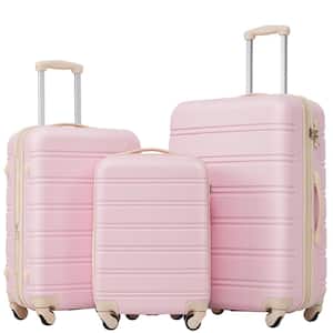 3-Piece Light Pink Spinner Wheels, Rolling, Lockable Handle and Light-Weight Luggage Set