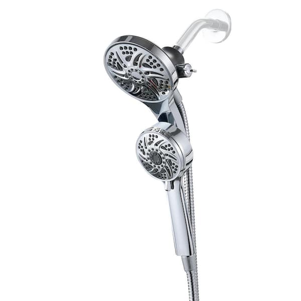 Multi-Purpose 6-Spray Wall Mount 5 in. Dual Shower Head and Handheld Shower Head with 70 in. Hose 2.5 GPM in Chrome